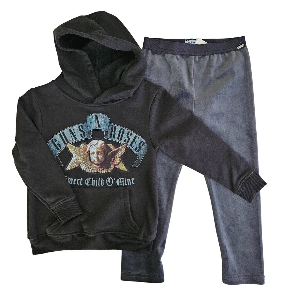 Guns N' Roses Black Sweatshirt with Gray Velvet Leggings Rock Bundle |‎ Girl's 3